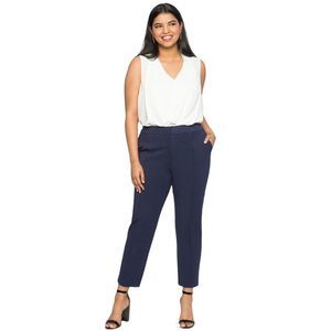Eloquii Dress Pants Womens Plus 24 Long Navy Ultimate Stretch Pintuck Career